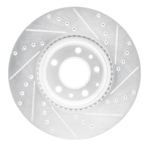 Mazda 6 Brake Rotor (1) - Front Left - R1 Concepts - Drilled & Slotted - Silver - `06-`07